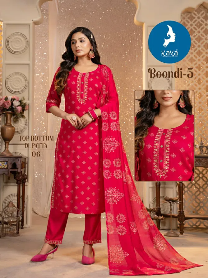 Boondi 5 By Kaya Straight Cut Rayon Printed Kurti With Bottom Dupatta Orders In India