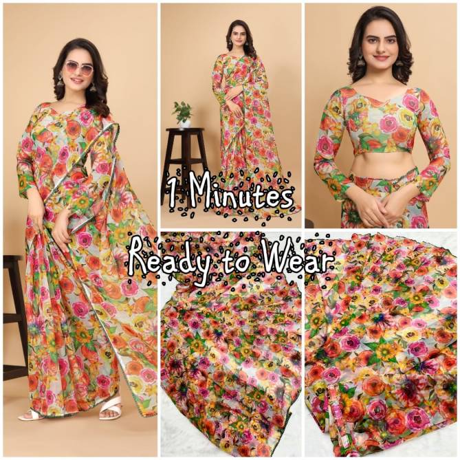Radha By Tc Designer Organza Digital Print Ready To Wear Saree Catalog