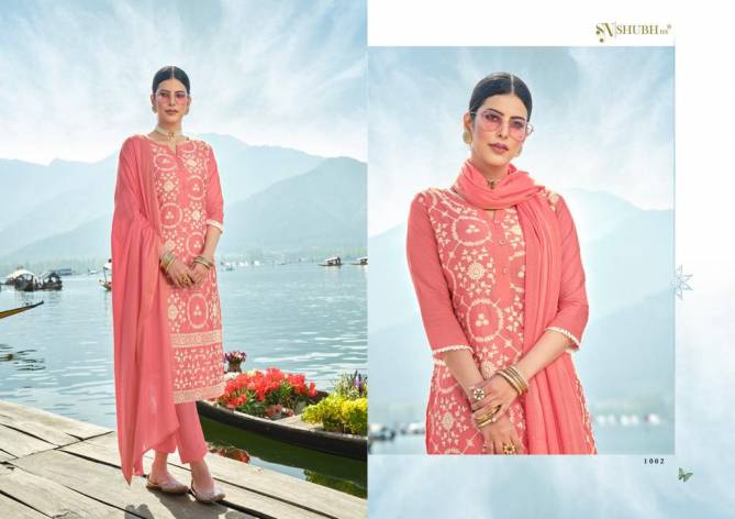 Shubh Lucknowi Designer Chanderi Silk Ethnic Wear Ready Made Salwar Suit Collection
