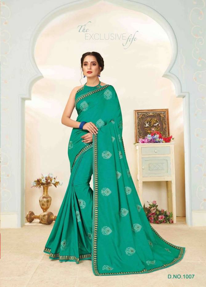 Kalista Rajdhani Latest Designer Festive Wear vichitra silk Embroidery Worked Sarees Collection
