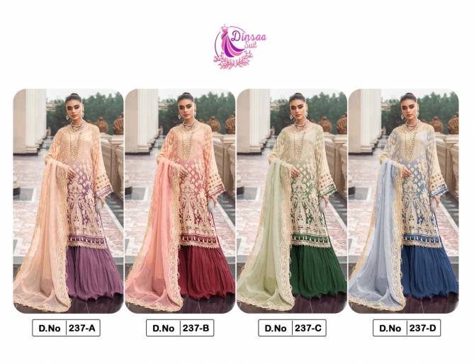 Dinsaa Georgette Embroidery Sharara Designer Salwar Kameez Catalog