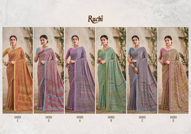 Vivanta Silk 36 By Ruchi Silk Crepe Printed Wholesale Sarees In India