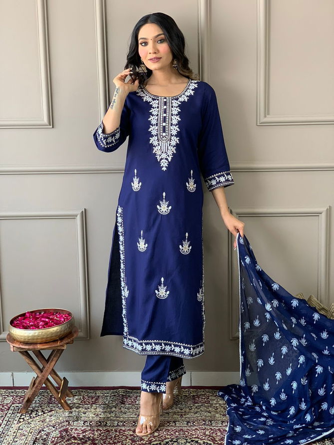 Sakira By Fvd Rayon Embroidery Kurti With Bottom Dupatta Order In India