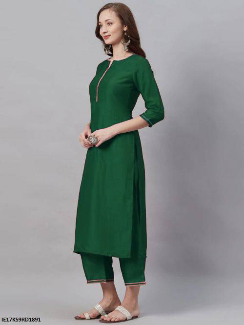 Taffeta Silk Green Plain Stitched High Low Kurti  PTP013  Silk kurti  designs Plain kurti designs Cotton kurti designs