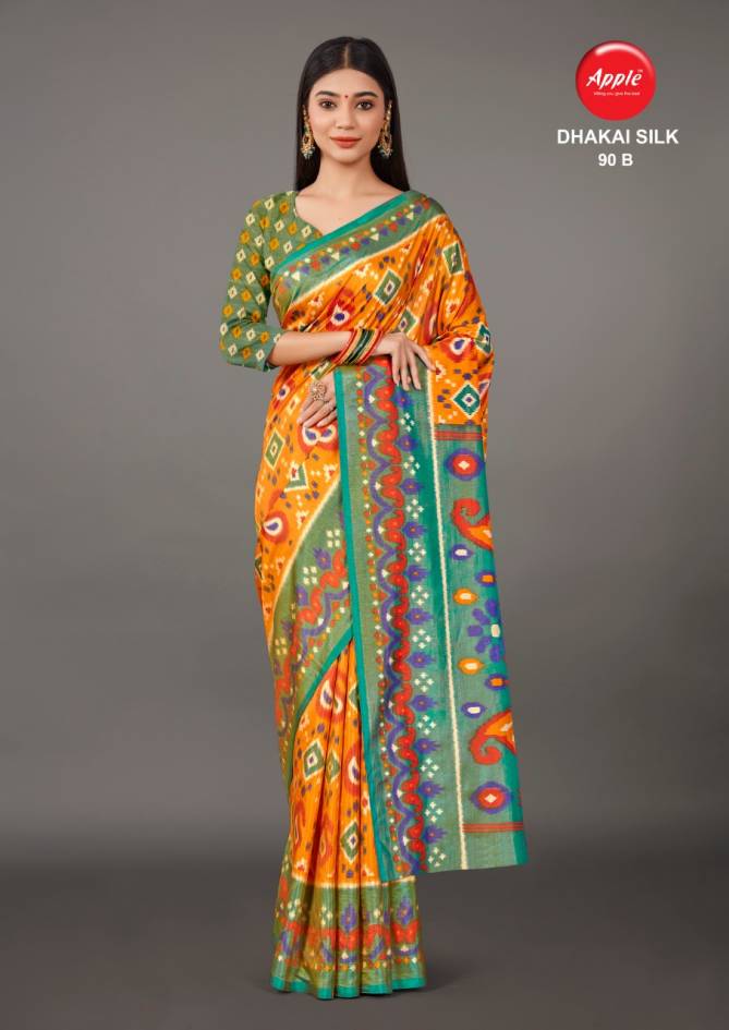 Apple Dhakai Silk 90 Fancy Party Wear Printed Silk Designer Saree Collection
