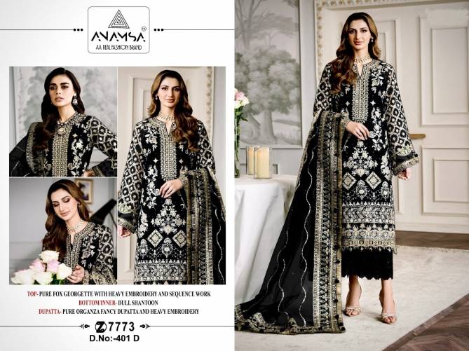 Anamsa 401 A To D Embroidery Georgette Pakistani Suits Wholesale Market In Surat