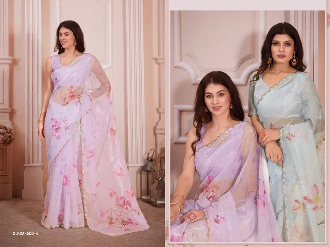 Mehek 655 A To E Organza Printed Sarees Wholesale Price In Surat