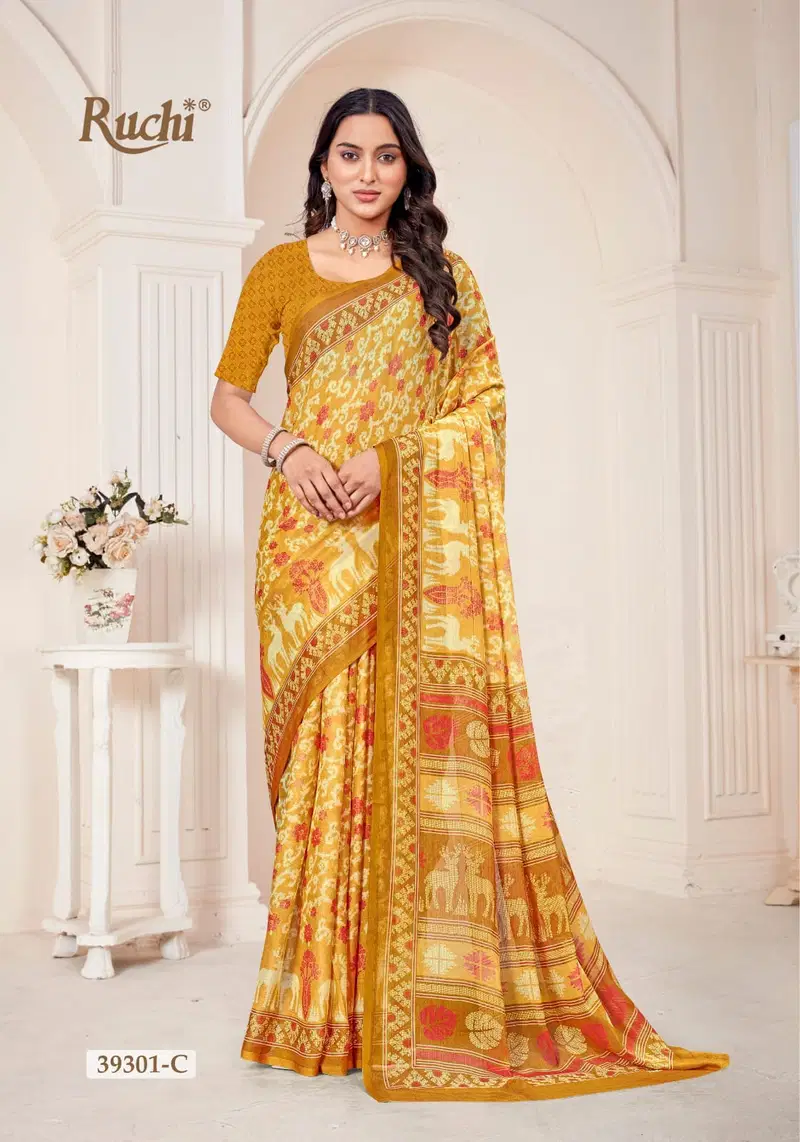 Star Chiffon 184 By Ruchi Daily Wear Chiffon Saree Suppliers In India