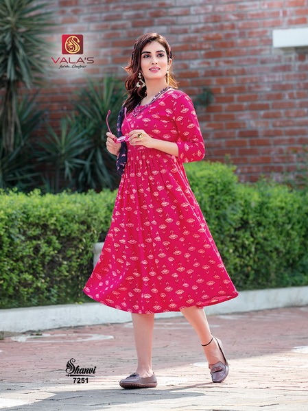 Valas Shanvi Latest Designer Fancy Ethnic Wear Pure Cotton Anarkali Kurtis Collection
