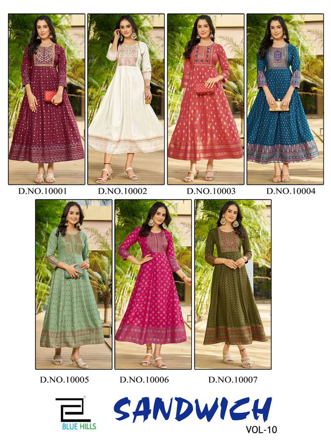 Sandwich Vol10 By Blue Hills 10001 To 10007 Long Anarkali Kurtis Wholesalers In Delhi