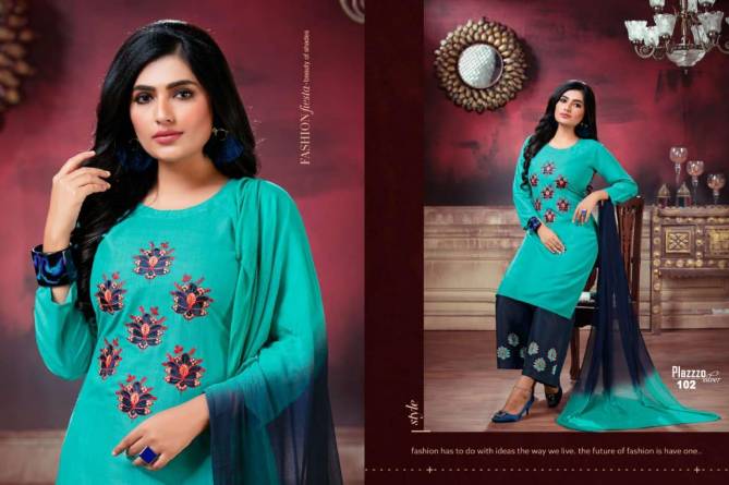 Plazzo Silver Daily Wear Latest Heavy Rayon With embroidery work Plazzo Suit  Collection 