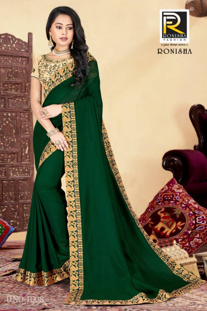 Ronisha Classy Latest Fancy Designer Festive Wear Vichitra silk  Embroidery Designer Saree Collection
