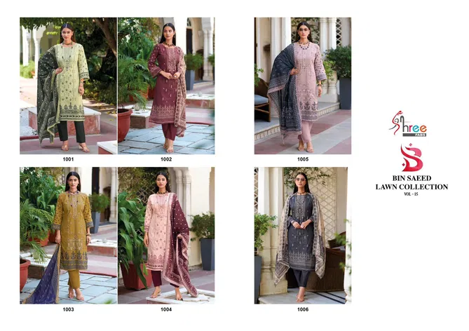 Bin Saeed Lawn Collection Vol 15 By Shree Cotton Pakistani Suit Wholesalers In Delhi