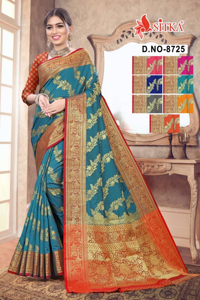 Special Day 8725 Latest Collection Printed Wedding Wear Handloom cotton Silk Saree
