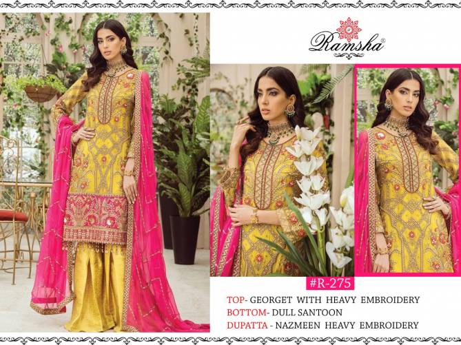 Ramsha R 273 to 276 Designer Fancy Wedding Wear Georgette With Heavy Embroidery Work Pakistani Salwar Suits Collection
