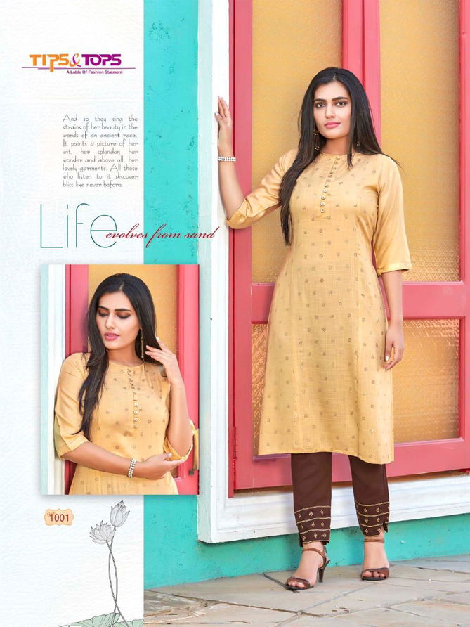 Tips & Tops Maisha Latest Designer Casual Wear Heavy Rayon Kurtis With Pant With Work Collection 