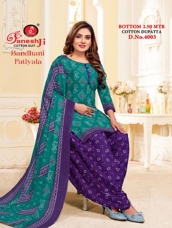 Bandhani Vol 4 By Ganeshji Patiyala Indo Cotton Dress Material Wholesale Clothing Distributors In India
