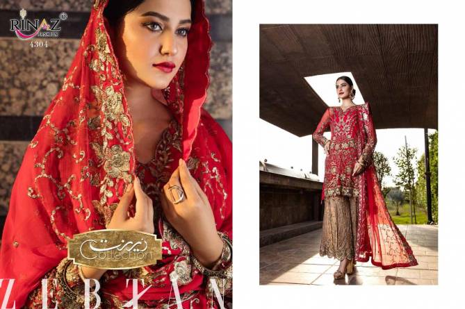 Rinaz Zebtan 4 Latest Designer Heavy Faux Georgette Pakistani Suits Collection 