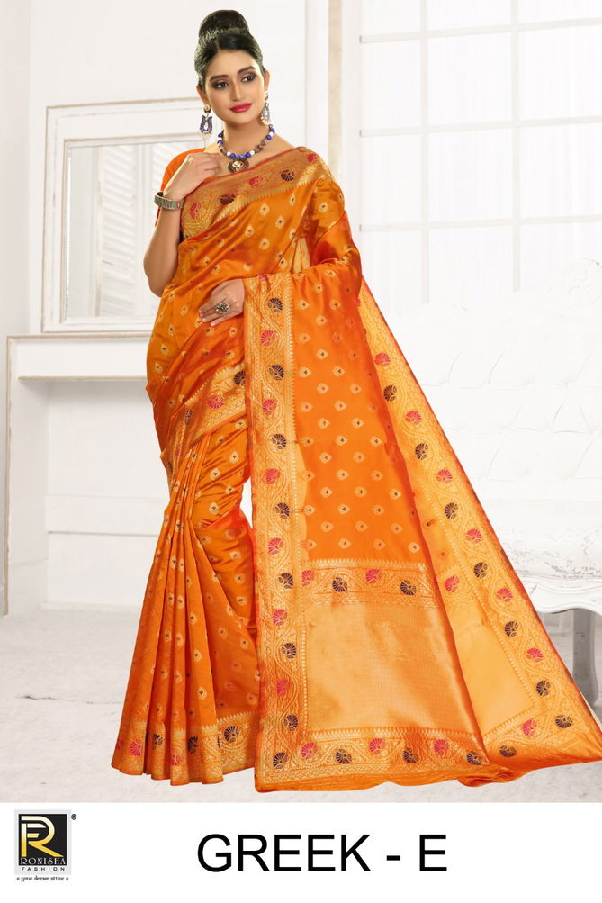 Ronisha Greek Latest fancy designer Festive Wear Silk Fancy Saree Collection
