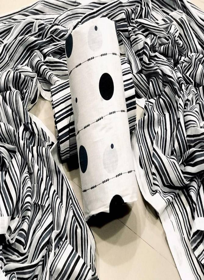 Black And White 11 Latest Pure Cotton Printed Dress Material Collection  