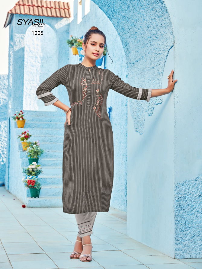 Syasii Fashion Glamour Latest Fancy Designer Viscose Rayon Kurti With Bottom Collection
