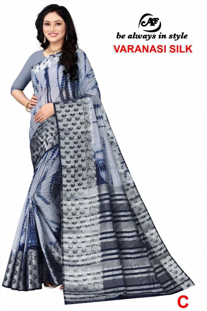 AMBAJI FASHION VARANASI SILK Latest Fancy Festive Wear Designer Silver Siburi Saree Collection