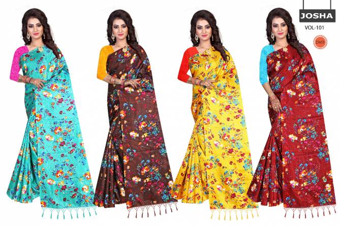 LAXMI PRIYA JOSHA VOL-1 Latest Designer Regular Wear Silk With Full Jomtrical Flower Test Printed  Saree Collection
