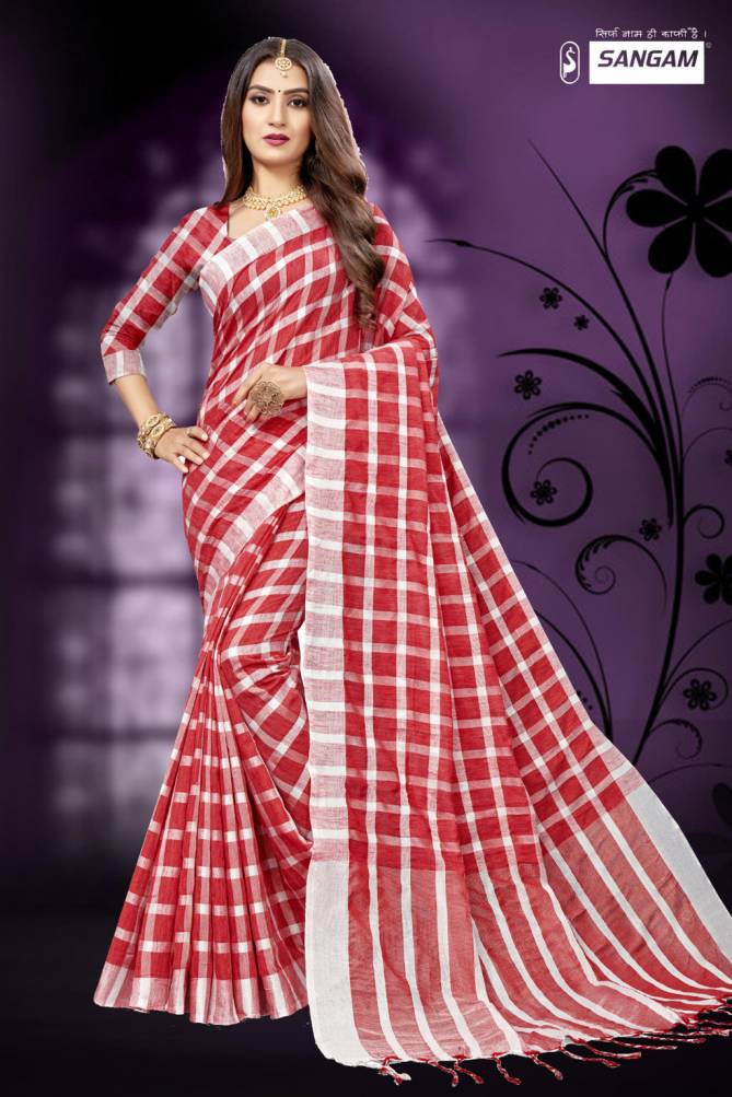 Sangam Red Carpet 2 Latest Fancy Designer Casual Wear Cotton Linen Printed Sarees Collection
