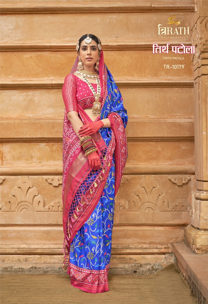 Tirth Patola By Trirath Silk Printed Wedding Wear Sarees Wholesale In India