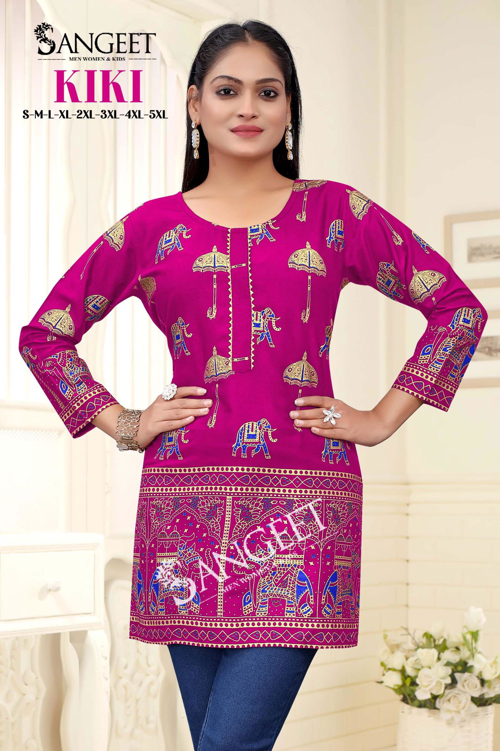 Kiki By Sangeet Rayon Gold Multi Printed Ladies Top Exporters In India