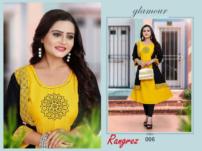 Aagya Rangrez 4 Latest fancy Designer Regular Casual Wear Rayon Designer Kurtis Collection
