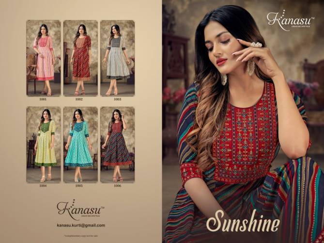 Sunshine By Kanasu 1001 To 1006 Printed Kurtis Wholesale Shop In Surat