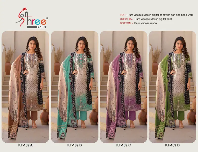 Kt 189 By Shree Fabs Viscose Printed Designer Salwar Suits Exporters In India