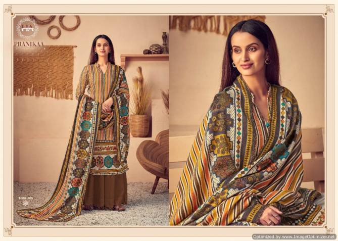 Harshit Pranikaa Latest Designer Printed Pashmina Dress Material Collection With Pure Wool Pashmina Print Four Side Lace Dupatta 