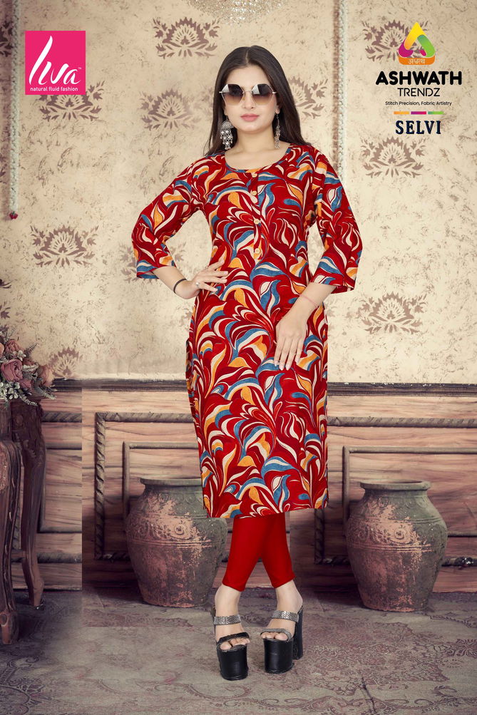 3 Selvi Ultra Premium Rayon Foil Printed Wholesale Kurti Suppliers In India