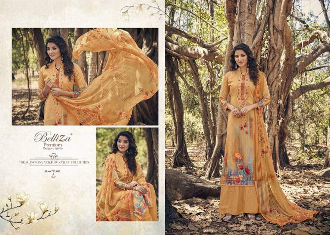 Belliza Layla Festive Wear Heavy Jam Cotton Satin Digital Print with Beautiful Fancy Embroidery work  Dress Materials Collection