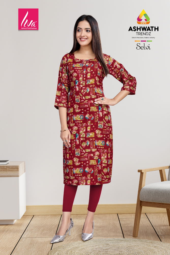 2 Selvi Ultra Premium Rayon Foil Printed Kurti Wholesalers In Delhi