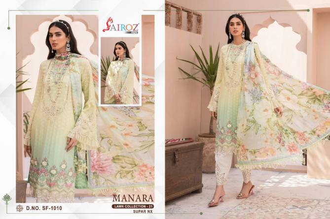 Sairoz Manara Lawn Collection 21 Designer Festive Wear Pure Heavy Cotton With Beautiful Digital Print With Heavy Embroidered Patches Pakistani Collection
