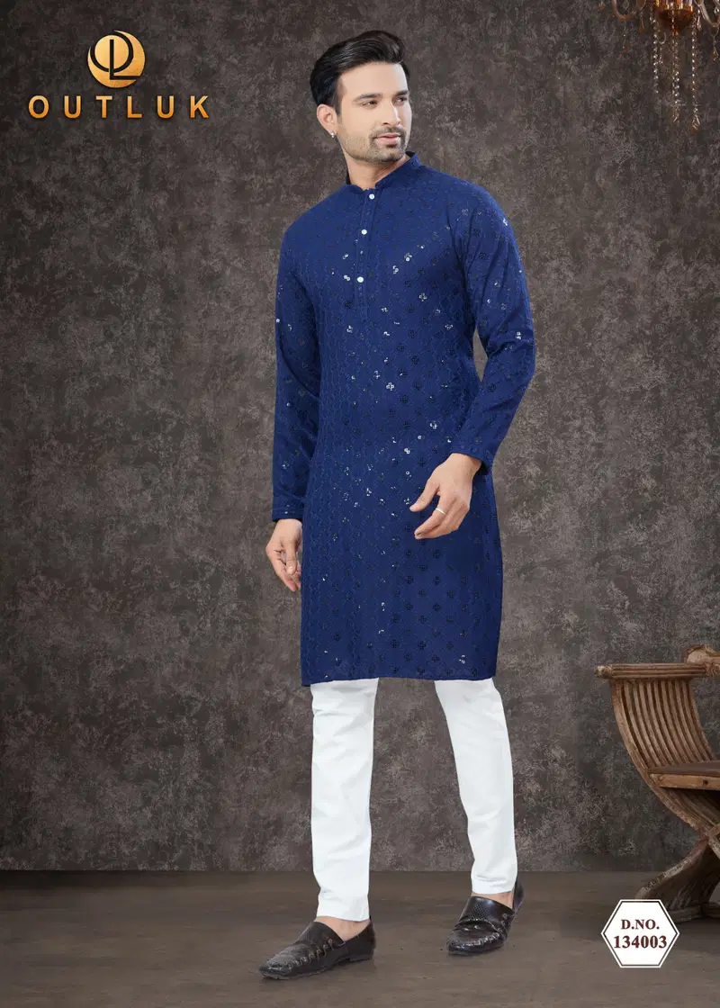 Outluk Vol 134 Rayon Sifly Lakhnawi Mens Kurta Pajama Wholesale In India