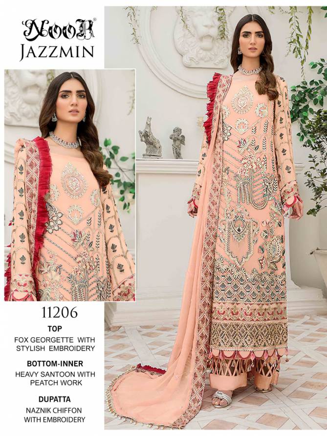 Noor Jazzmin Heavy Festive Wear Georgette Embroidered Pakistani Salwar Kameez Collection
