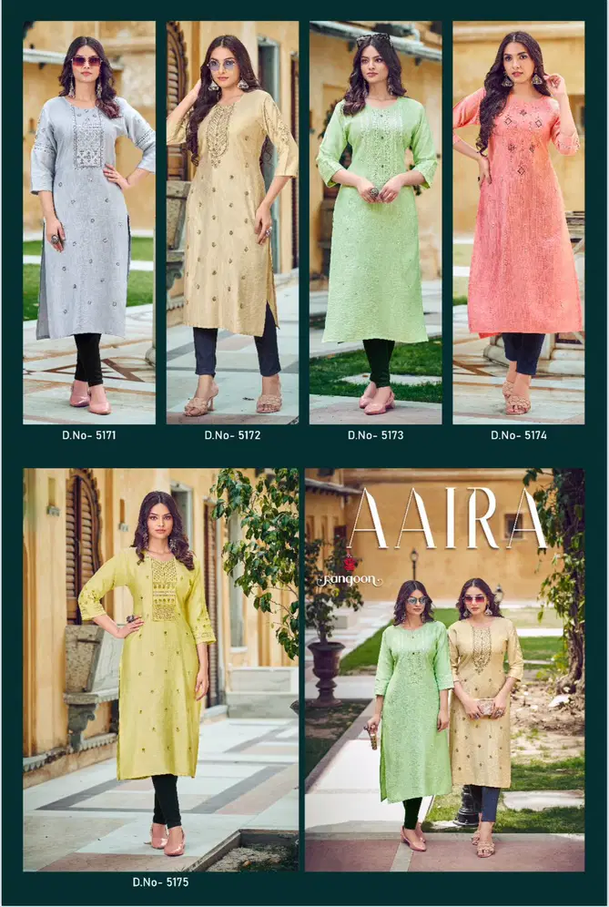 Aaira By Rangoon Viscose Embroidery Kurtis Wholesale Market In Surat