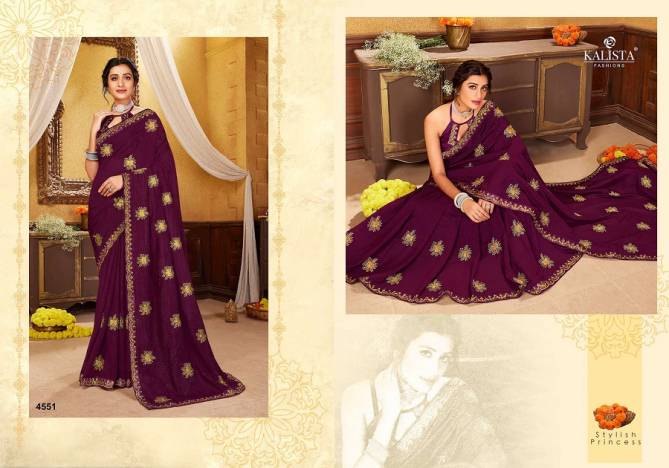 Kalista Euro 2 Latest fancy Designer Festive Wear Embroidery Heavy Vichitra Silk Saree Collection
