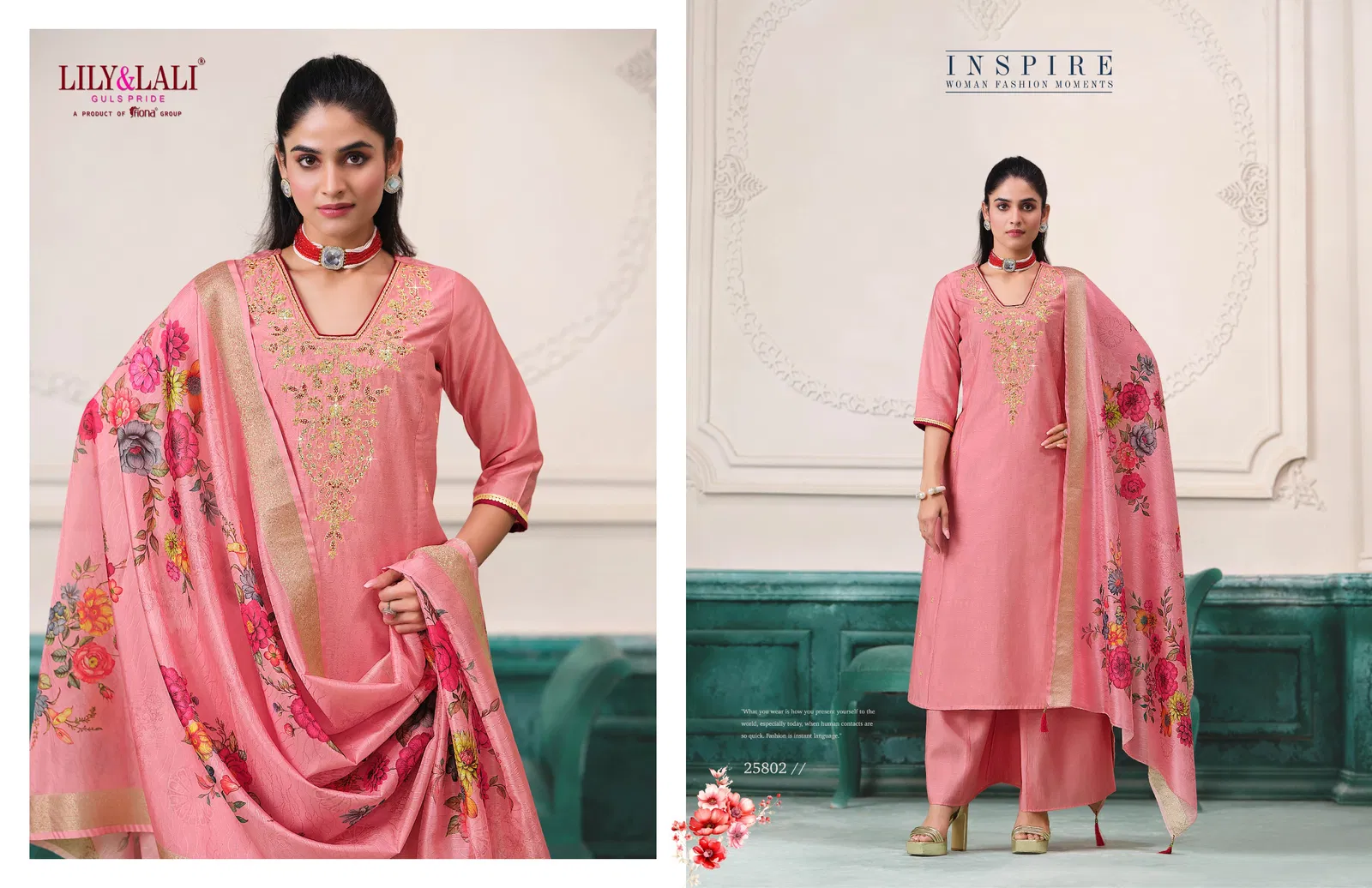 Nargis By Lily And Lali Roman Kurti Bottom With Dupatta Exporters In India