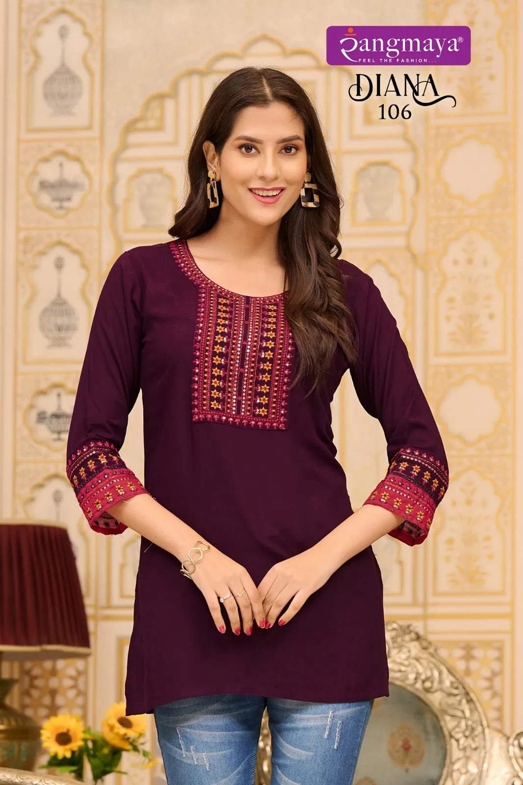 Diana By Rangmaya Rayon Tunic Ladies Top Wholesale Market In India