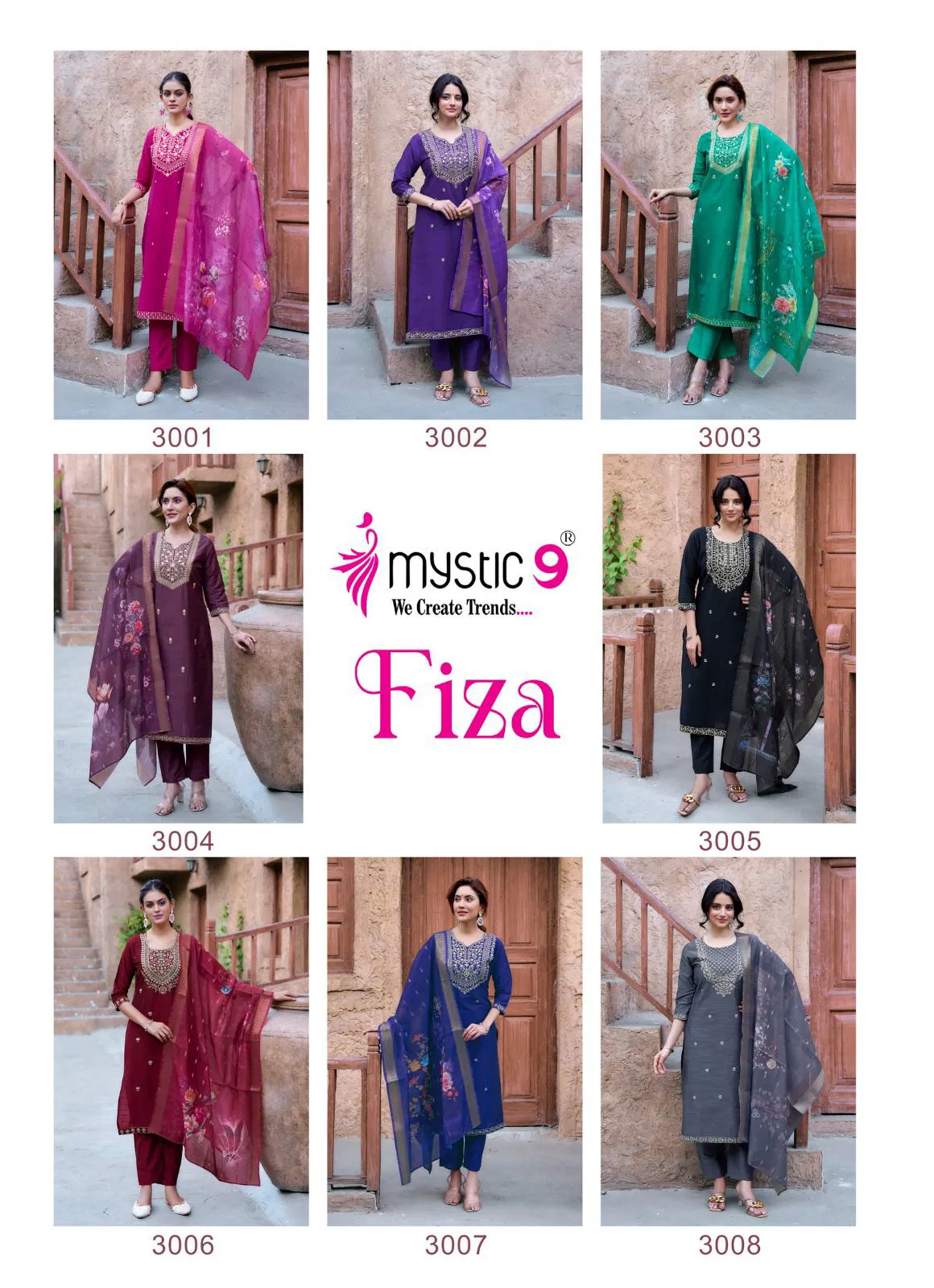 Fiza Vol 3 By Mystic 9 Banglore Silk Kurti With Bottom Dupatta Wholesalers In Delhi