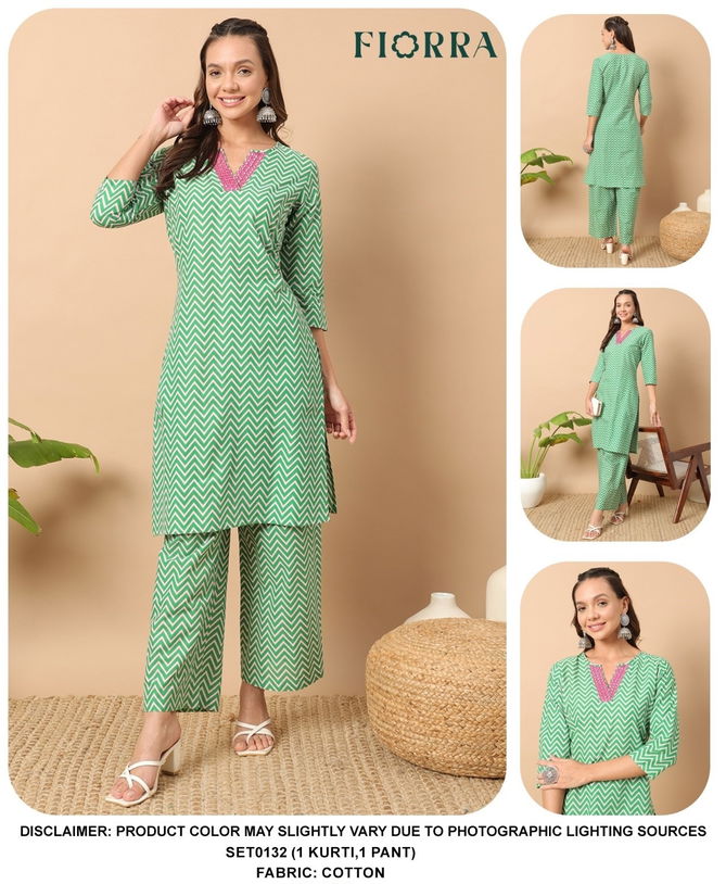 SET0132 Fiorra Designer Cotton Kurti With Bottom Wholesale Shop In Surat