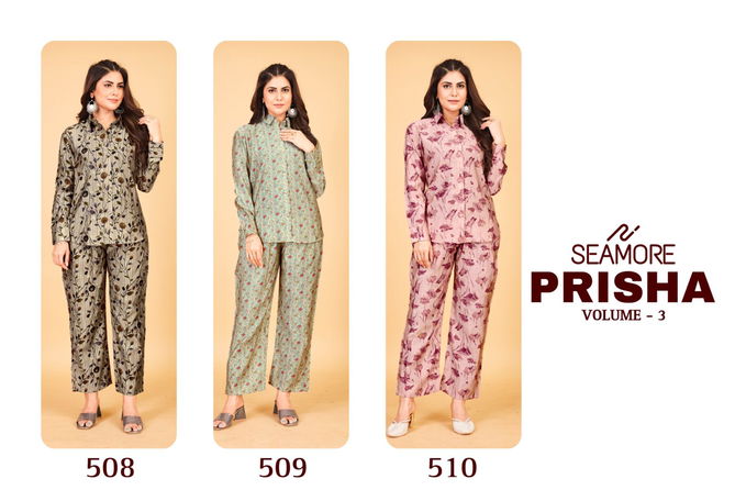 Prisha Vol 3 By Seamore Modal Viscose Women Cords Set Top With Bottom Wholesale Shop In Surat