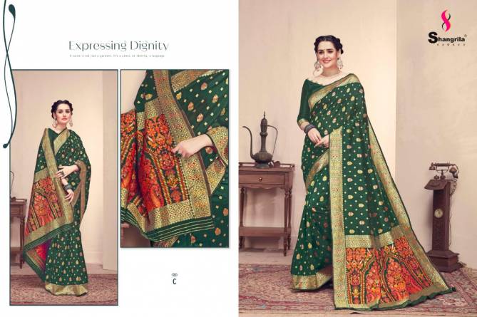 Shangrila Handicraft Silk Rich Kashmiri Fancy Festive Wear Weaving Silk Sarees Collection
