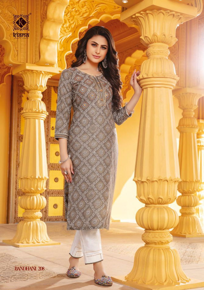 Kiana Bandhani 2 Latest Ethnic Wear Rayon And Cotton bandhani print Handwork Kurti With Bottom Collection