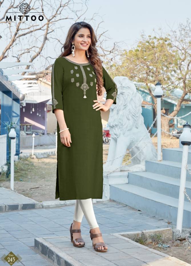 Mittoo Payal 16 heavy Rayon Latest Fancy Designer Ethnic Wear Handwork and Embroidery Work Long Kurti Collection
